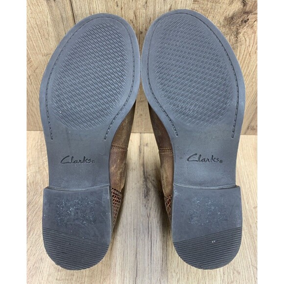 Clarks Demi 2 Beat Ankle Boots Women's 6.5 M Dark Tan Brown Slip On 13713 - Picture 5 of 16